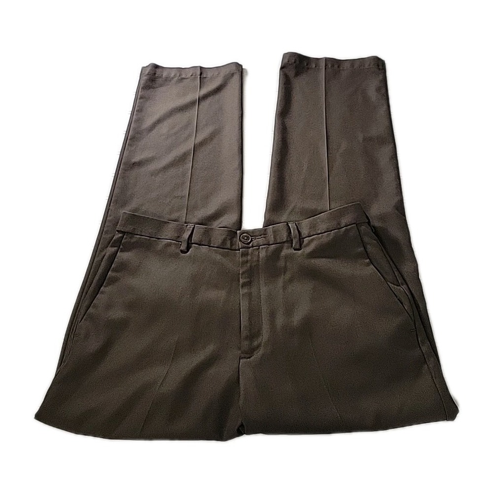 Haggar Dress Pants Men's‎ 34x32* Brown Classic Fit Straight Flat Front Polyester